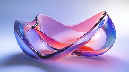 Stunning super macro close-up of a red-striped abstract glass sculpture with blue wave patterns. High-resolution 8K, professional color grading, and soft shadows for a modern minimalist look.