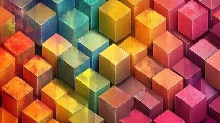 Obraz premium Vibrant Rainbow Cube Abstract Art: A Symphony of Colors and Shapes