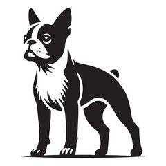Boston Terrier silhouette perfect for branding and marketing - Boston Terrier illustration - minimalist Boston Terrier vector - dog silhouette
