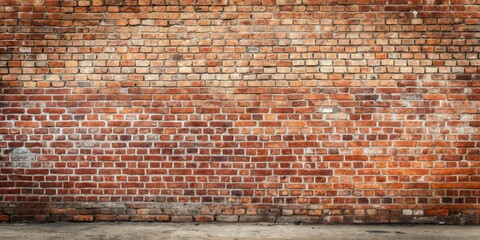 A Detailed Image of an Aged Brick Wall with a Weathered Concrete Floor Showing Rich Textures and Tones