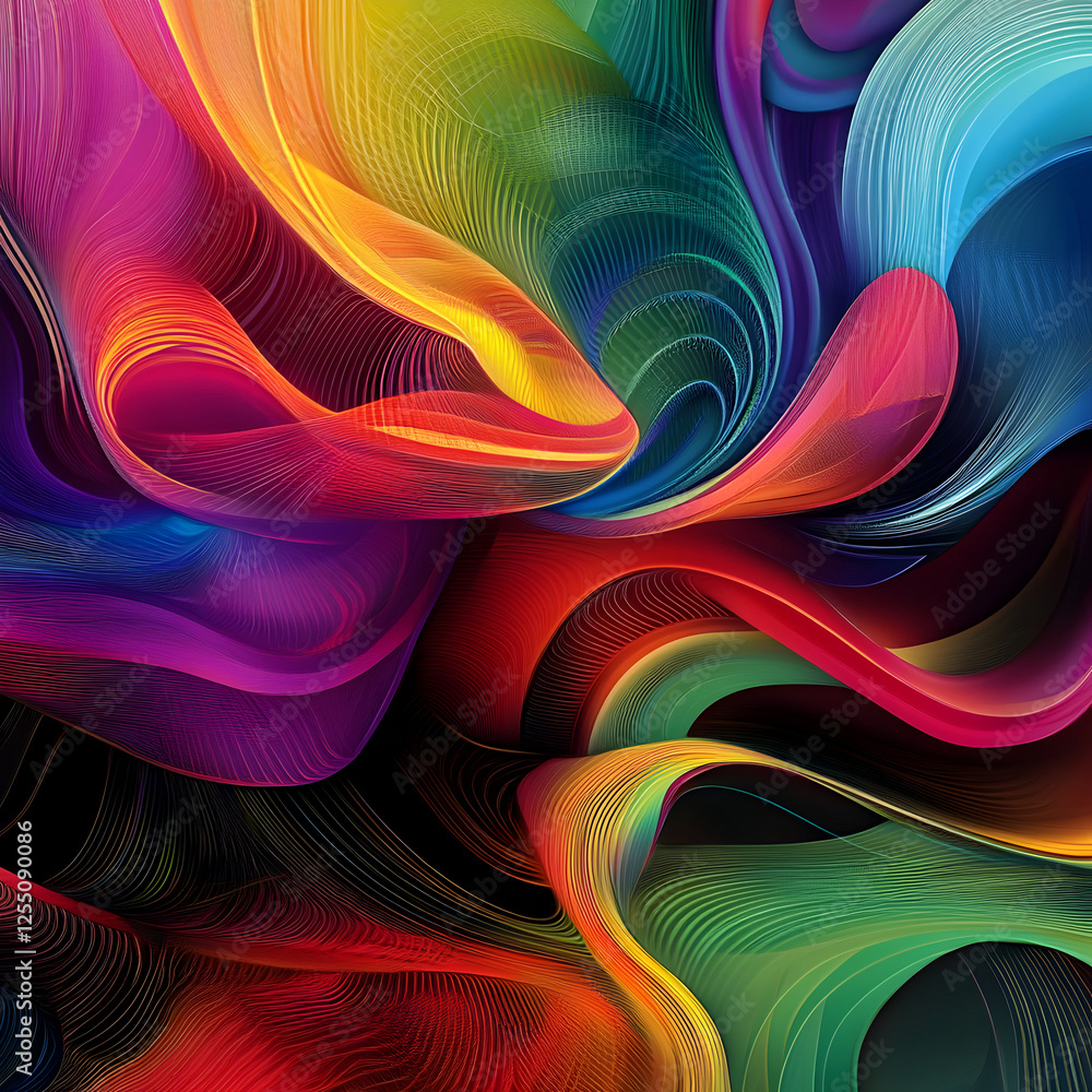 Aufkleber vibrant abstract wave of colors: a mesmerizing display of flowing, colorful lines creates a dynamic 