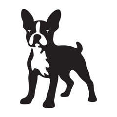 High-quality Boston Terrier silhouette for pet-themed designs - Boston Terrier illustration - minimalist Boston Terrier vector - dog silhouette
