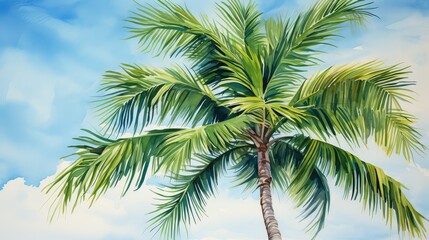 Fototapeta premium painting palm tree water color