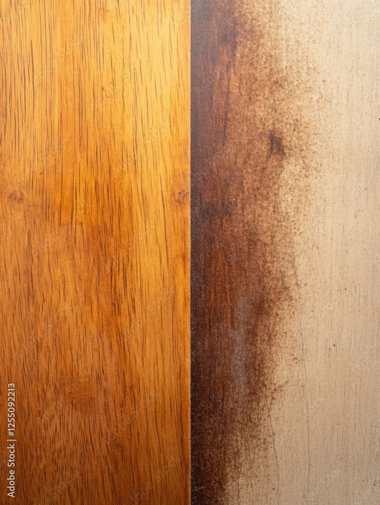 Poster comparison of dusty and clean furniture surfaces showing the difference in cleanliness and shine. ge