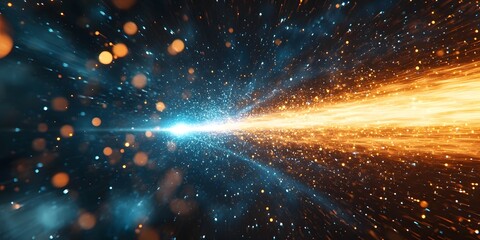 Radiant Blue Energy Beam Emitting Sleek Futuristic Cosmic Glow