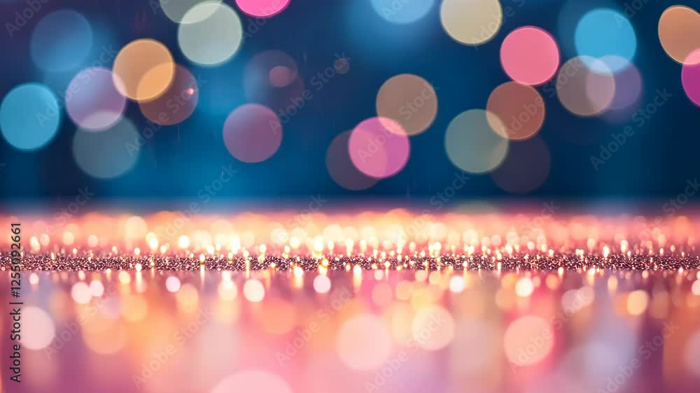 Poster vibrant bokeh lights reflected in water creating a dynamic and colorful atmosphere