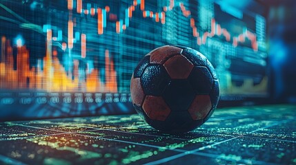 Soccer Ball and Charts   Sports Betting Concept for Soccer and Futbol