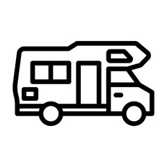 Fototapeta premium Camper Van Vector Line Icon Design