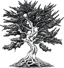 vintage hand drawn cherry blossom tree vector illustration