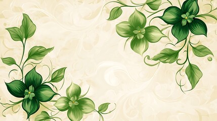 Elegant Green Floral Design: A Whimsical Botanical Illustration