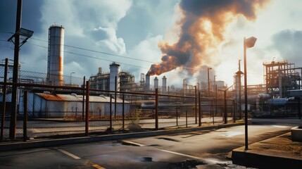 Obraz premium smoke manufacturing plant outside