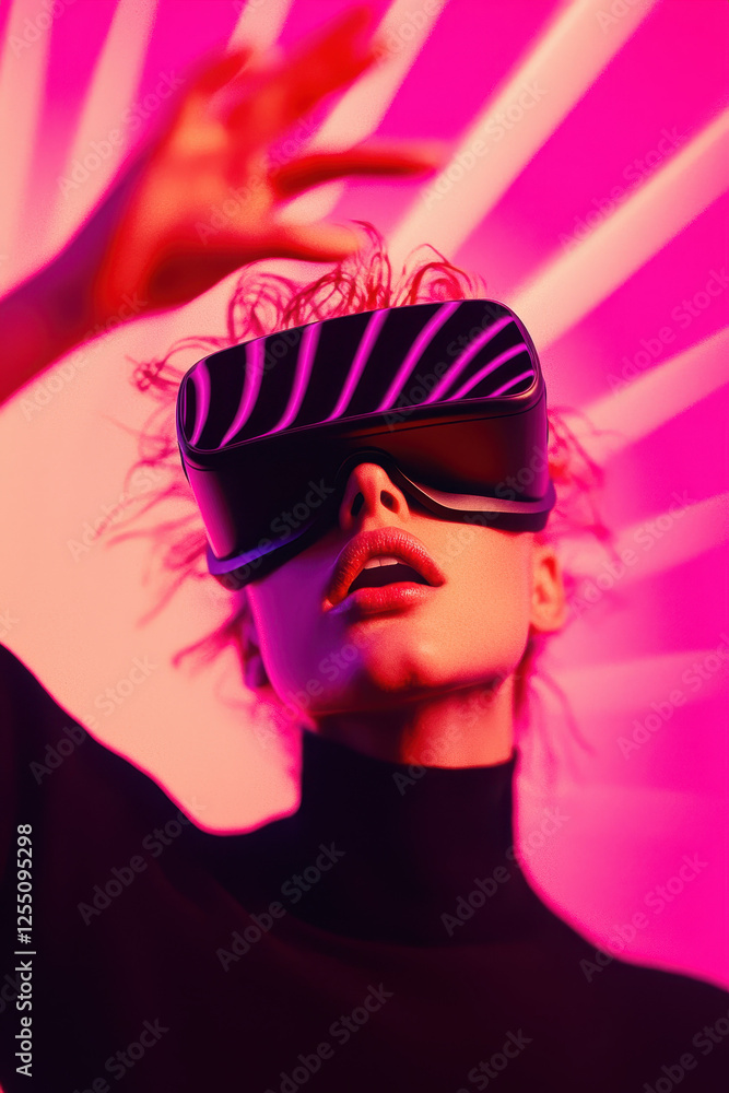 Poster exploring the boundless realms of virtual reality: a futuristic journey into digital experiences and