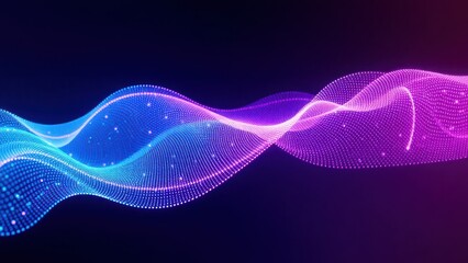 a blue and purple wave of light on a black background