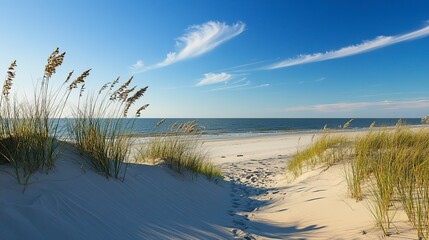 Soft sands and gentle breeze at the beach create a serene atmosphere for relaxation and reflection