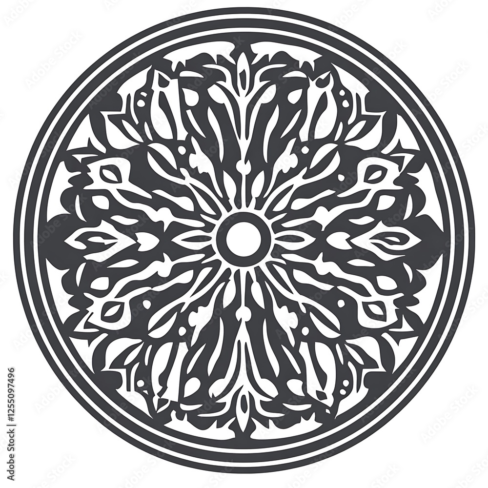 Poster Ornate Circular Design, Intricate Pattern, Decorative Element, Possible for Print or Web Use