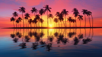Obraz premium beauty sunset palm trees