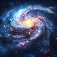 Obraz premium Cosmic Whirlpool: An ethereal swirl of gas and dust in deep space, the mesmerizing beauty of the universe is captured in this celestial canvas. 