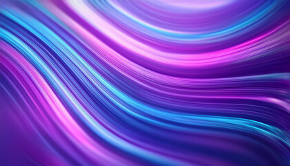 Fototapeta premium Neon ripple pattern texture. Blur purple blue fluorescent lights color gradient. Defocused glow. Iridescent wave. Light curve lines abstract background. Copy space.