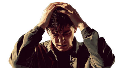 Stressed Individual Holding Head in Desperation