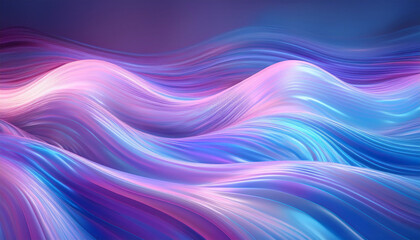 Fototapeta premium Neon ripple pattern texture. Blur purple blue fluorescent lights color gradient. Defocused glow. Iridescent wave. Light curve lines abstract background. Copy space.