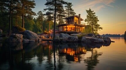 Obraz premium cozy house on a rock