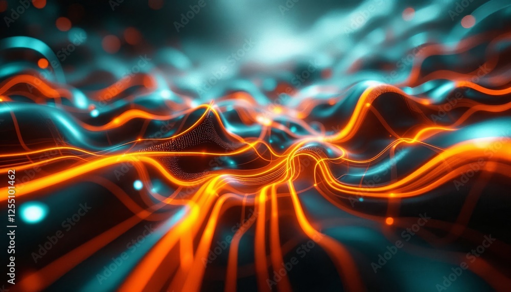 Aufkleber intricate network, interconnected glowing lines in digital space visualization