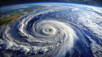 Powerful hurricane swirling over Earth from space