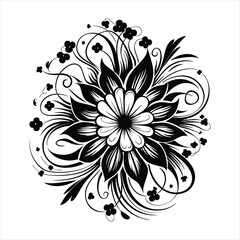 Elegant Floral Tattoo Design Black and White Decorative Flower Art