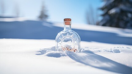 Obraz premium glass bottle in snow