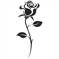 Elegant Black and White Rose Silhouette Beautiful Floral Vector Design