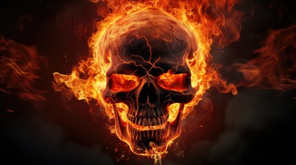 flames skull on fire