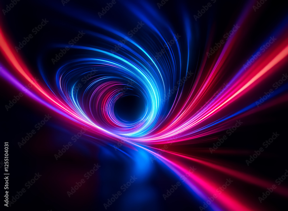Poster abstract image featuring swirling blue and red light trails creating a dynamic vortex effect against