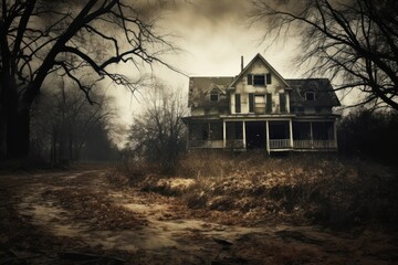 Obraz premium Haunted house architecture building outdoors.