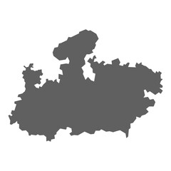 A vector gray map of the Madhya Pradesh State of India. 