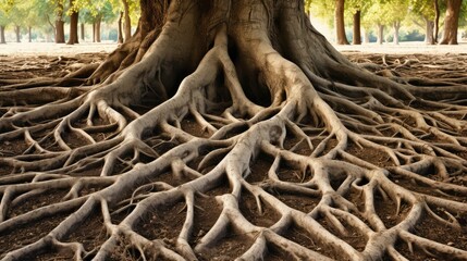 intricate oak tree roots
