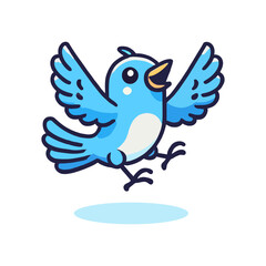 Happy Blue Bird Cartoon Illustration