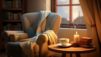 Obraz premium reading books coffee