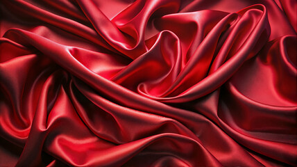 Obraz premium Red satin fabric with luxurious folds and waves