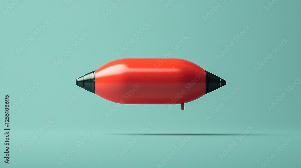 Poster red marker floating on teal background