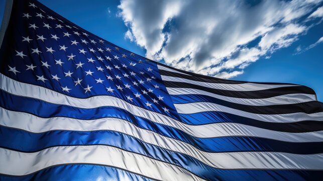 support thin blue line american flag