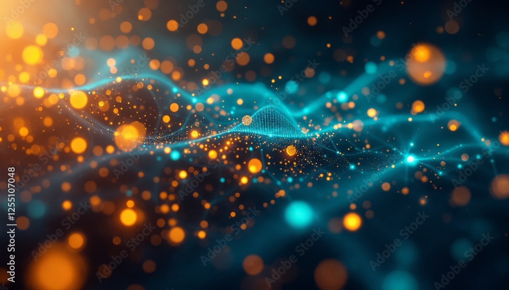 Aufkleber luminous data streams, an abstract visualization of connectivity and energy