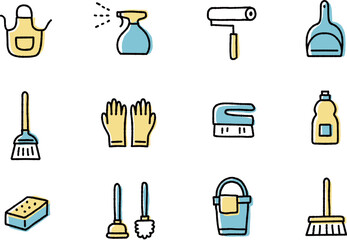 掃除道具のアイコンセット