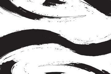 Bold Black and White Abstract Design with Dynamic Brushstroke Elements