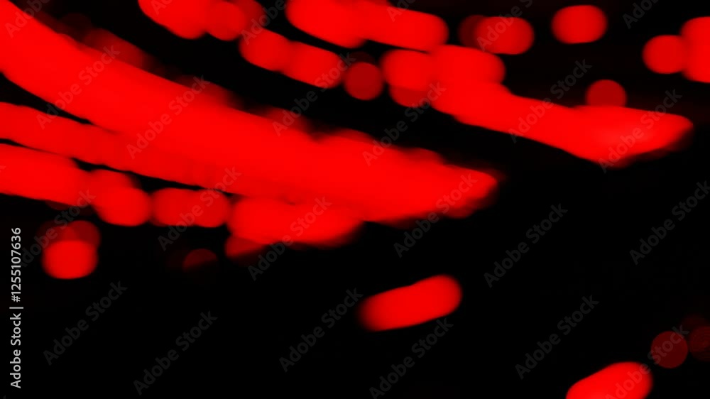 Poster abstract dark background with blinking blurry glowing red spots. 3d render looped animation