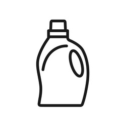 Minimalist vector illustration of a liquid detergent bottle in line style. Simple icon with editable stroke. For packaging, web design, and branding for cleaning products. Isolated on white background