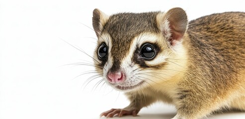 Fototapeta premium Closeup Portrait Of A Small Animal Against White Background