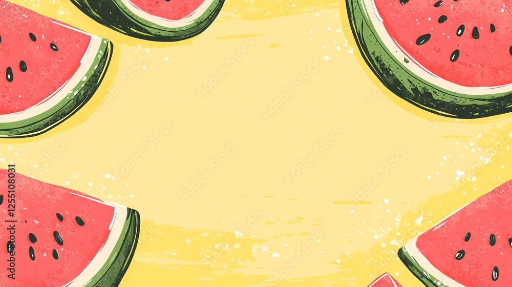 Poster vibrant watermelon background featuring bright colors and juicy texture with ample space for custom 