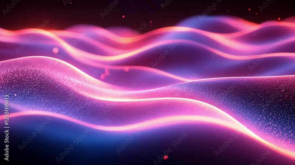 Poster abstract glowing waves: an artistic, digital representation of luminous waves in vibrant neon colors