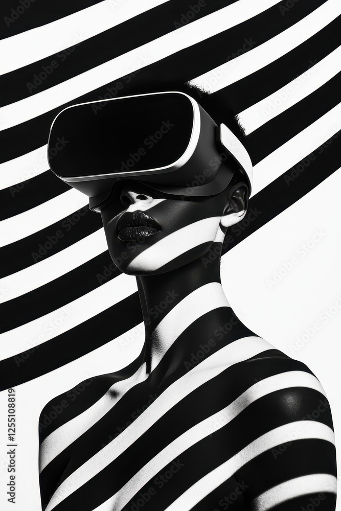 Poster exploring the fusion of technology and art through innovative virtual reality portraits in striking 