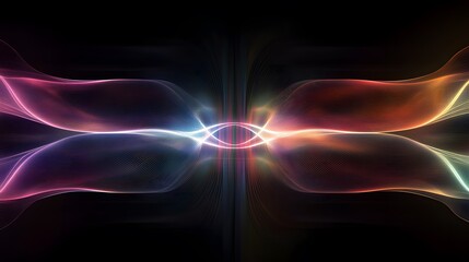 Abstract symmetrical waves of color against a dark backdrop